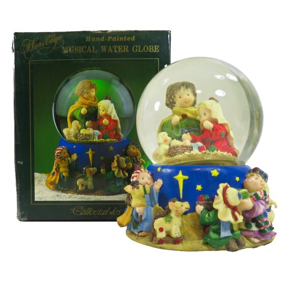 Vintage O'WELL NOVELTY Heritage Musical Water Globe Hand Painted "Silent Night" - Picture 5 of 15